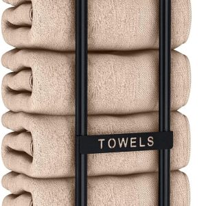 Bathroom Towel Storage Rack, Towel Racks for Bathroom Wall Mounted 30 inch with Shelf Can Holds 6 Large Towels, Wall Towel Rack for Rolled Towels, Black
