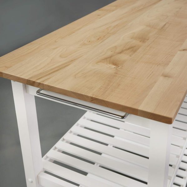 Casual Home Kitchen Island with Solid American Hardwood Top, Natural/White, 40" W (373-91) - Image 9