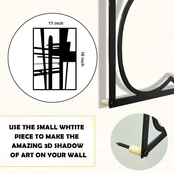 Glamativity 4 Pack Black Abstract Metal Wall Art, Minimalist Décor Single Line Art Wall Décor, 3D Textured Metal Wall Sculptures, for Living Room Bedroom Bathroom Study Room (Black Abstract, M Size 16 x 11'') - Image 6