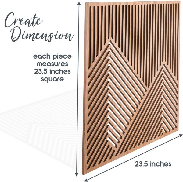 SnugLife 2 Pcs Wood Mountain Wall Art - Modern Wooden Panel Mountain Wall Decor, Decorative Forest Nature Abstract Line Minimalist Wall Art for Living Room Bedroom Farmhouse - Large 23.5”x23.5” - Image 3