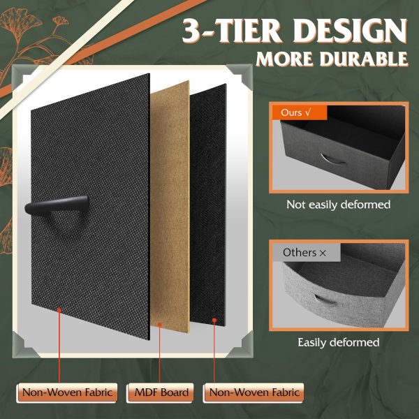WLIVE 9-Drawer Dresser, Fabric Storage Tower for Bedroom, Hallway, Entryway, Closet, Tall Chest Organizer Unit with Fabric Bins, Steel Frame, Wood Top, Easy Pull Handle, Charcoal Black - Image 4