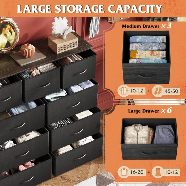 WLIVE 9-Drawer Dresser, Fabric Storage Tower for Bedroom, Hallway, Entryway, Closet, Tall Chest Organizer Unit with Fabric Bins, Steel Frame, Wood Top, Easy Pull Handle, Charcoal Black - Image 5